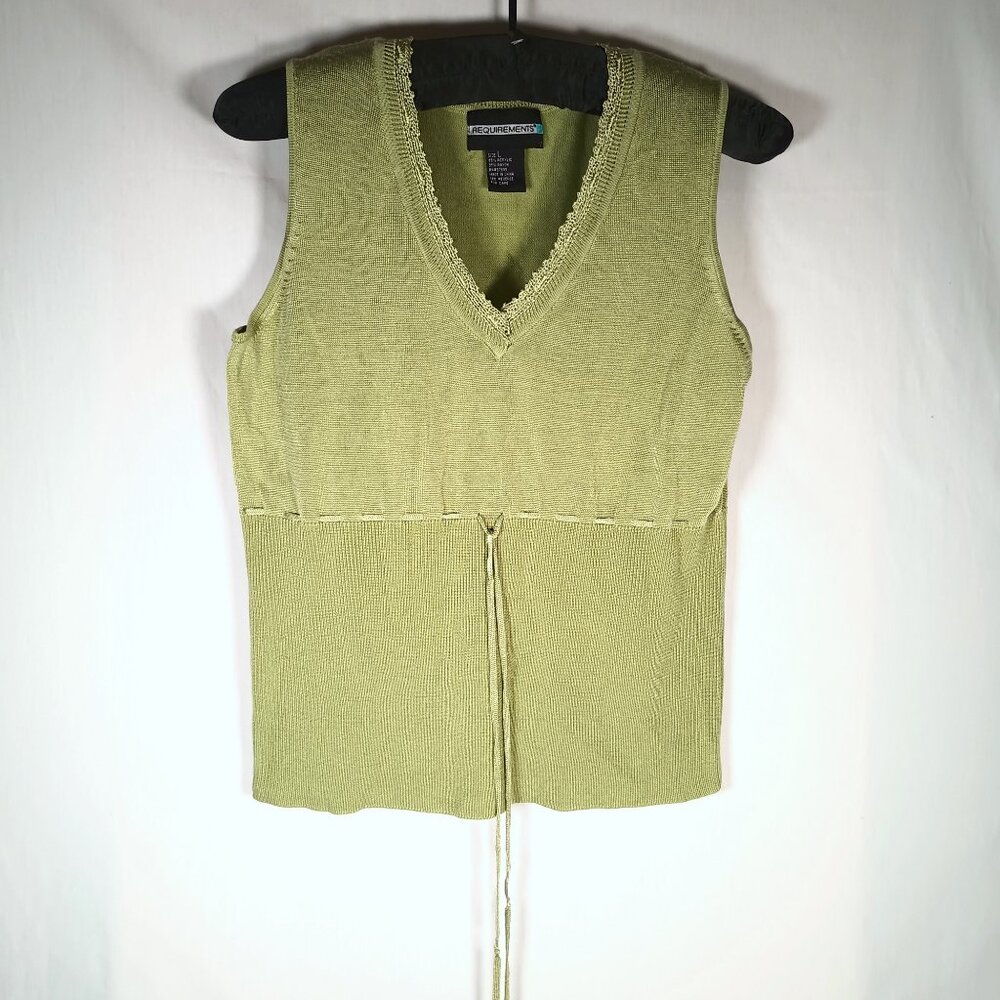 Requirements Knit Sleeveless Sweater Green with Cinch LG